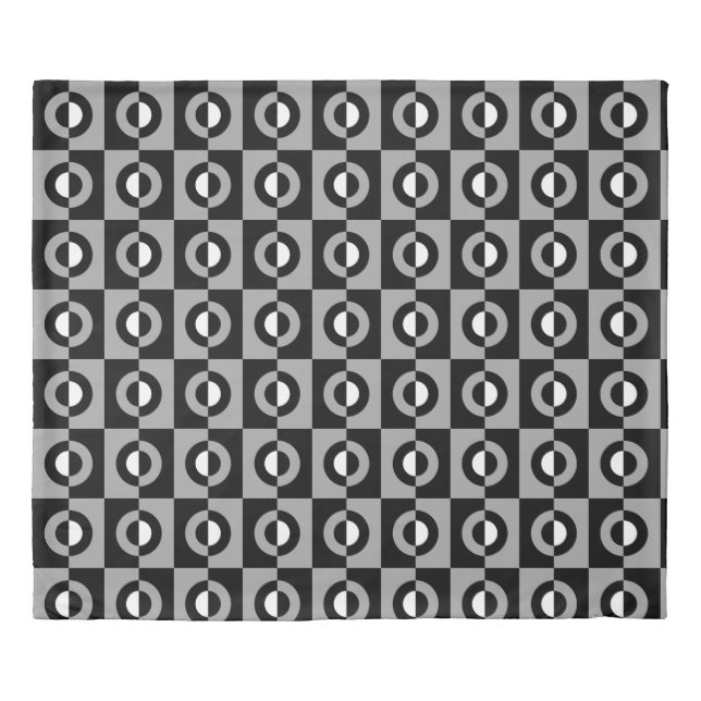 Black, White and Grey Geometric Pattern Duvet Cover (Front)