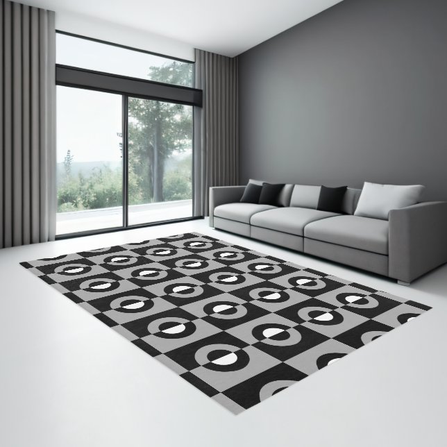Black, White and Grey Geometric Pattern Rug (Insitu (Indoor 3))