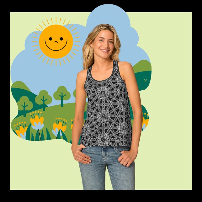 Black, White and Grey Modern Intricate Design on Tank Top (Creator Uploaded)