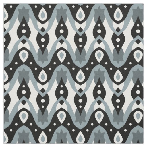 Black, White and Grey Monochrome Geometric Pattern Fabric