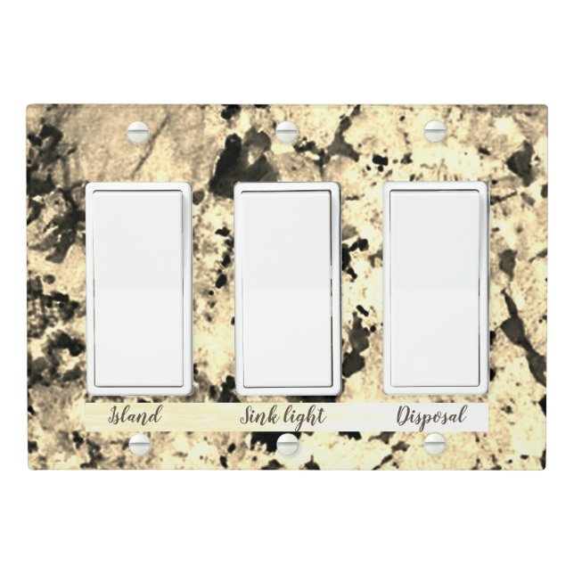 Black, White and Grey Pattern Granite Light Switch Cover (In Situ)