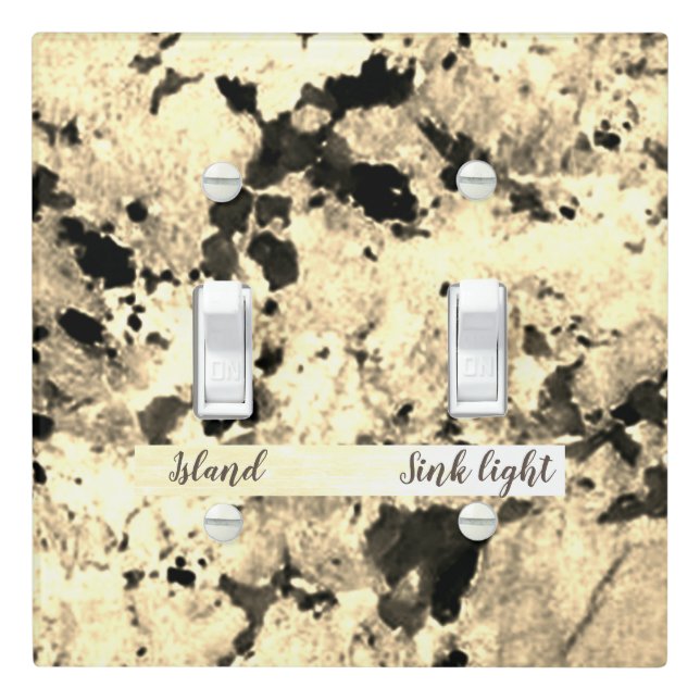 Black, White and Grey Pattern Granite Light Switch Cover (In Situ)