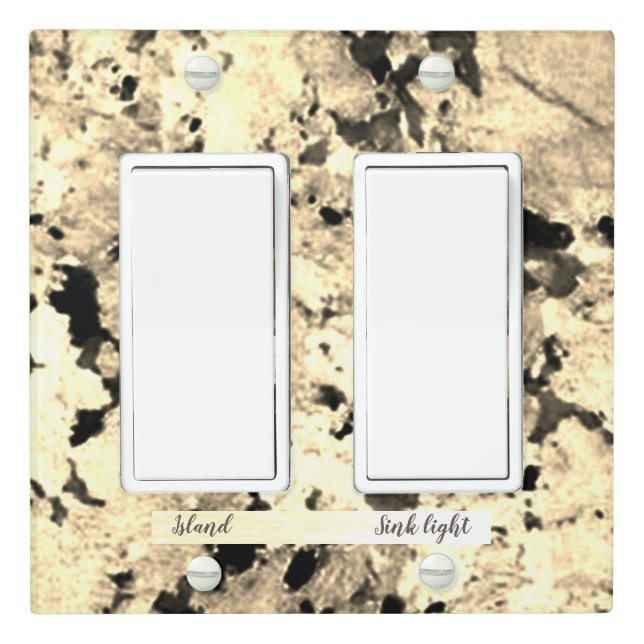 Black, White and Grey Pattern Granite Light Switch Cover (In Situ)