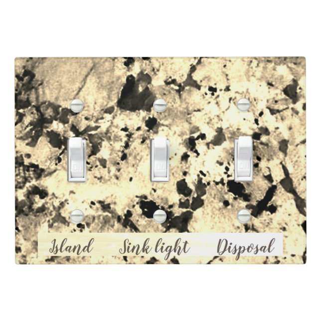 Black, White and Grey Pattern Granite Light Switch Cover (In Situ)