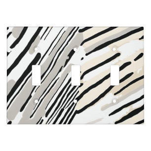 Black, white and Grey stripes geometric pattern Light Switch Cover