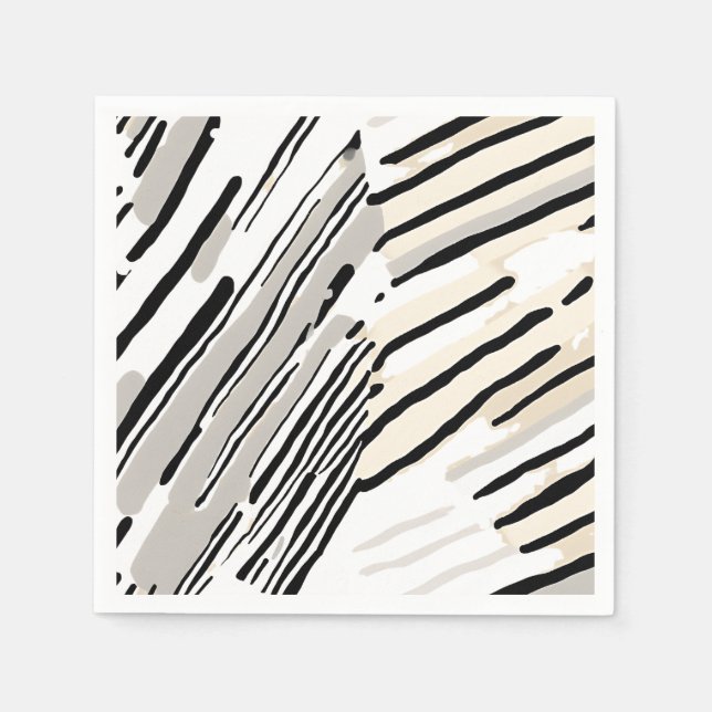 Black, white and Grey stripes geometric pattern Napkins (Front)