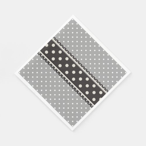 Black  White and Grey  White Polka Dots Paper Napkins