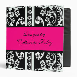 Black, White, and Hot Pink Damask Binder | Zazzle