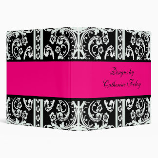 Black, White, and Hot Pink Damask Binder