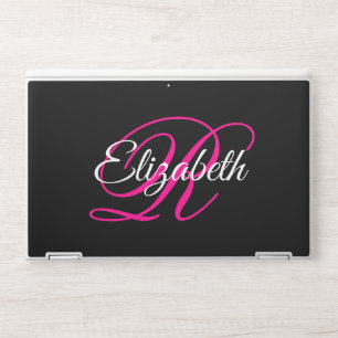 Black White and Hot Pink Fancy Monogram HP Laptop Skin