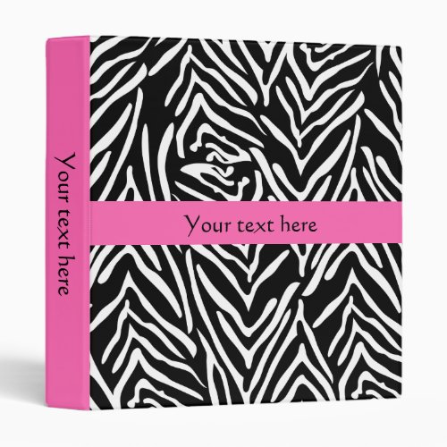 Black White and Hot Pink Zebra Print Binder