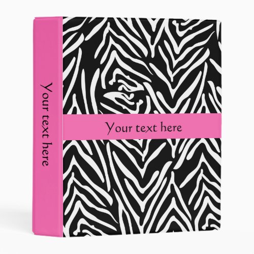 Black White and Hot Pink Zebra Print Mini Binder