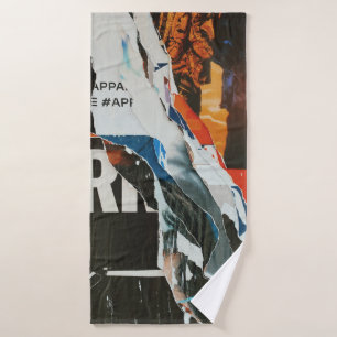 Black white and orange abstract painting bath towel