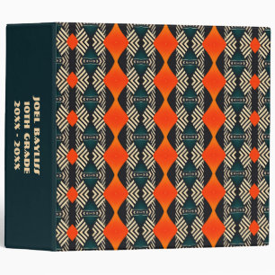 Black White and Orange Ethnic Geometric Pattern 3 Ring Binder