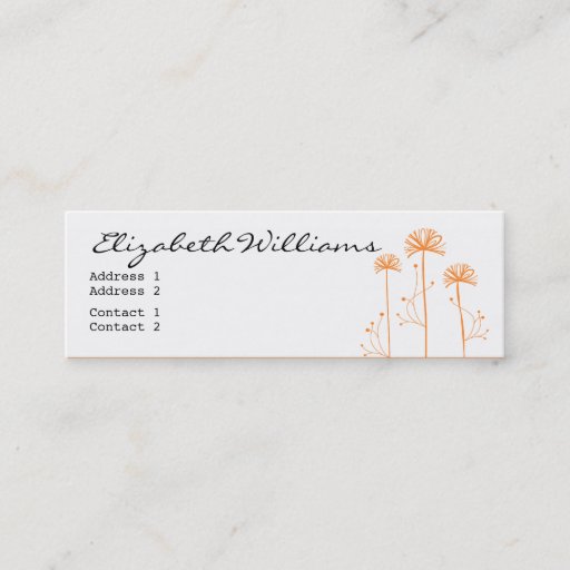 Customizable Black, White and Orange Floral Business Cards