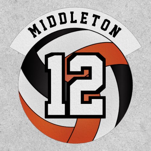 Black White and Orange Volleyball  Patch