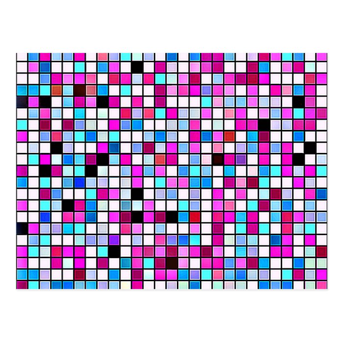 Black, White And Pastels Square Tiles Pattern Postcards