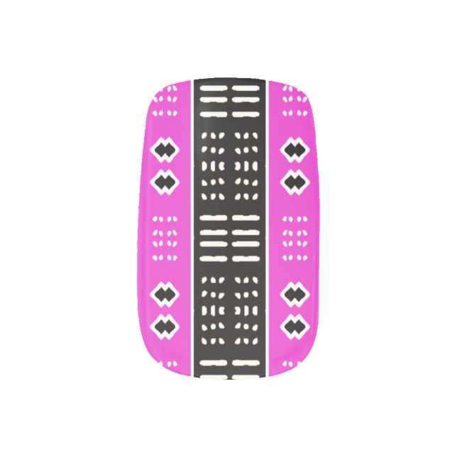 Black White And Pink Afrocentric Minx Nail Wraps (Left Thumb)