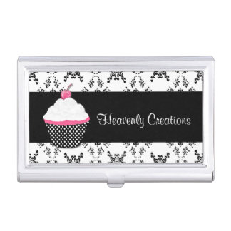 Black, White, and Pink Bakery Business Card Holder