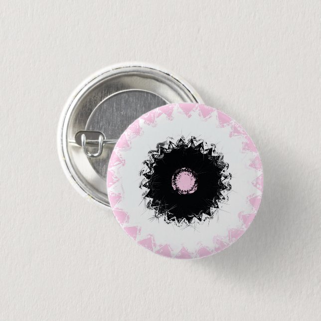 Black, White and Pink Chalk Abstract Button (Front & Back)