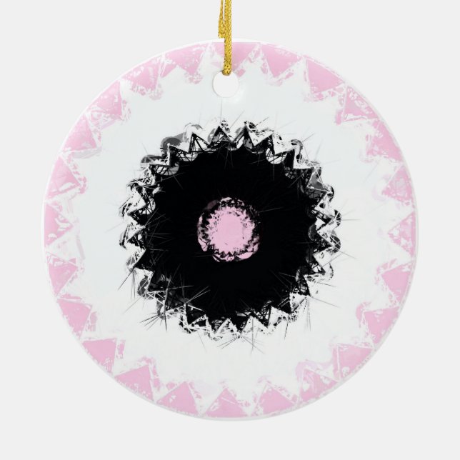 Black, White and Pink Chalk Abstract Ceramic Ornament (Back)