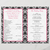 Black, White, and Pink Damask Wedding Program (Back)