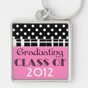Black, White and Pink Graduation Keychain