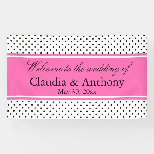 Black, White and Pink Polka Dot Wedding Banner | Zazzle.com