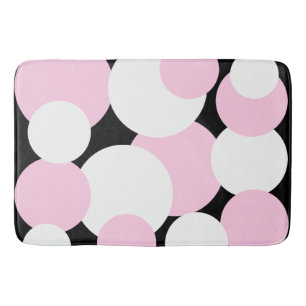 Black, White and Pink Polka Dots Bath Mat