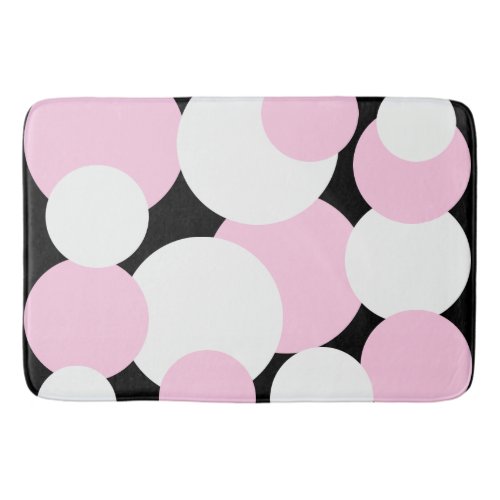 Black White and Pink Polka Dots Bath Mat