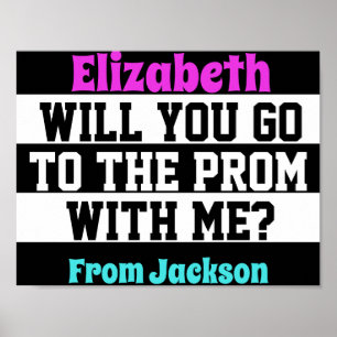 Black, White and Pink Promposal Poster