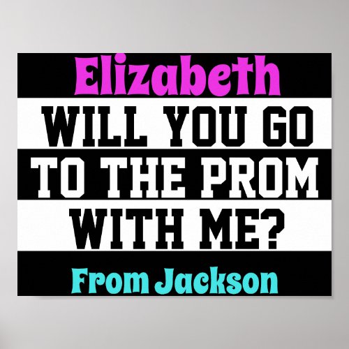Black White and Pink Promposal Poster