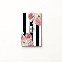 Light Switch  Outlet Cover Custom Plate Embossi Printed Maxi Metal Shabby French Country Chartreuse & Pink Posy Switch Plate Cover L0050