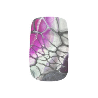 Black, white, and pink scale minx nail art