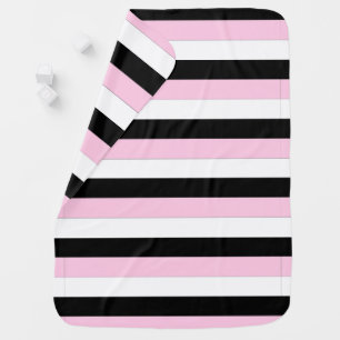 Black, white and pink stripes baby blanket