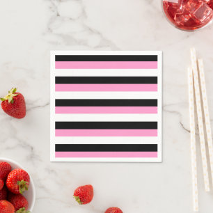 Black, White and Pink Stripes  Napkins