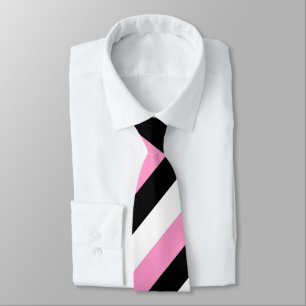 Black, White and Pink Stripes Neck Tie
