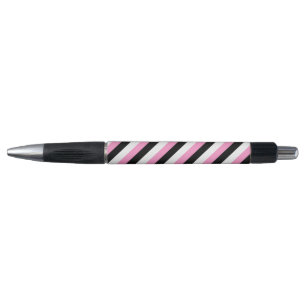 Black, White and Pink Stripes Pen