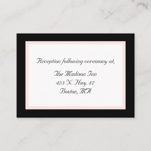 Black, white and pink Wedding enclosure cards Business Cards