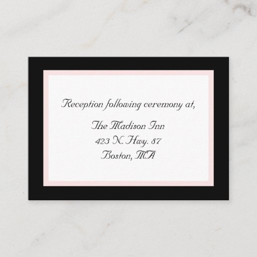 Customizable Black, white and pink Wedding enclosure cards Business Cards