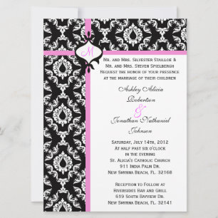 Black white and Pink Wedding invite! Invitation