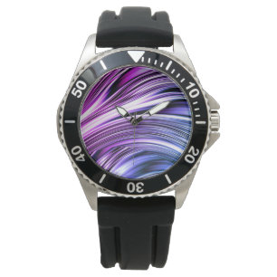Black, White, and Purple Stripes Watch