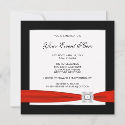 Black White Red All Occasion Invitation Template