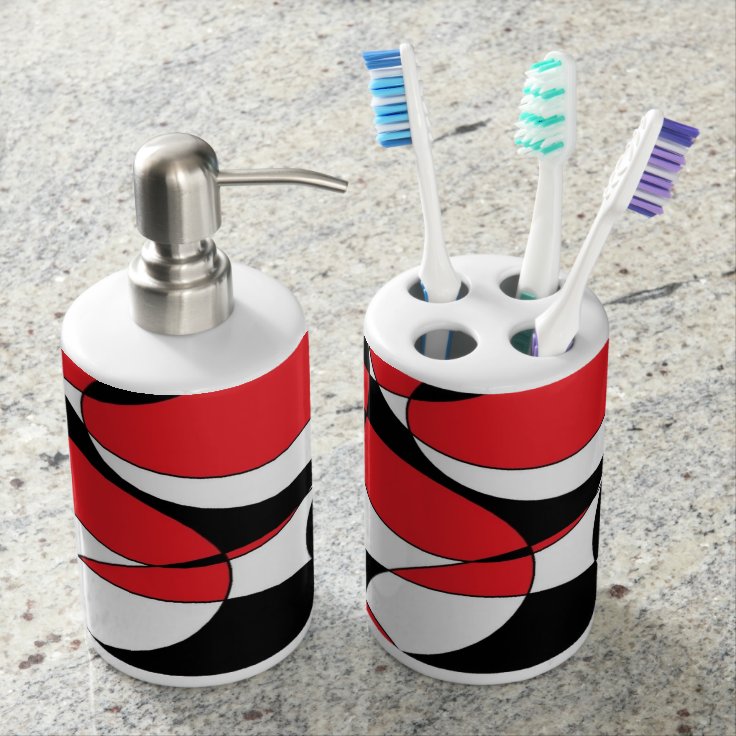 Black, White and Red bathroom set | Zazzle