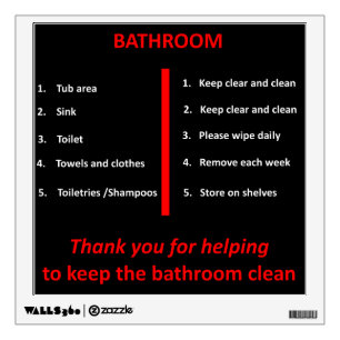 Black, White and Red Bathroom Thank You Signage Wall Decal