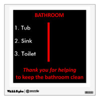 Black, White and Red Bathroom Thank You Signage