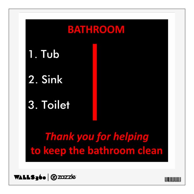 Black, White and Red Bathroom Thank You Signage Wall Sticker (Front)