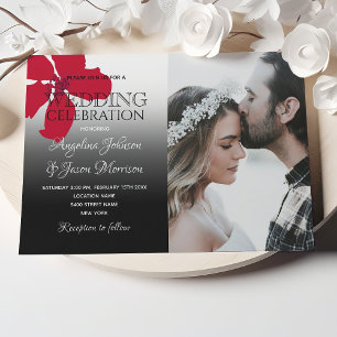 Black White and Red Bold Wedding Invitation