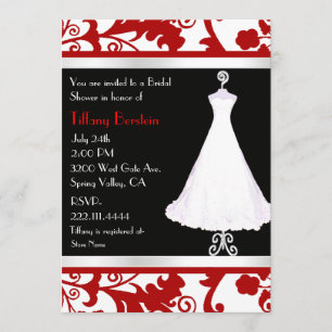 Black, White, and Red Bridal Shower Invitation