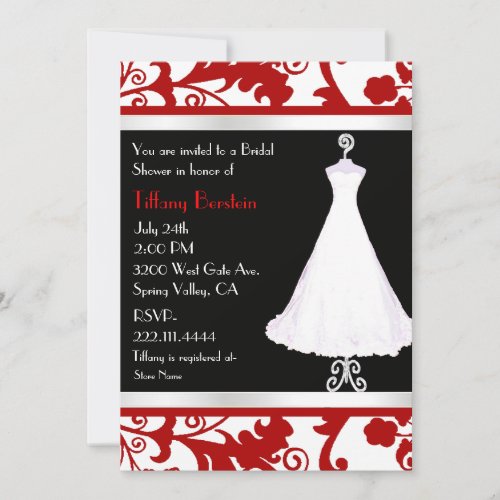 Black, White, and Red Bridal Shower Custom Invites